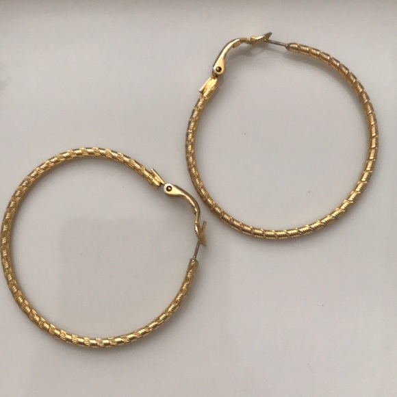 Gold Coloured Hoops - Picture 2 of 3
